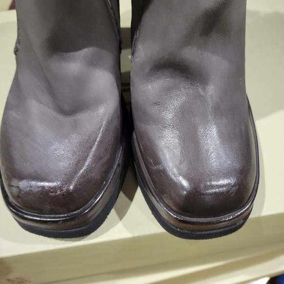 A.S.98 VALE Smoke Gray Leather Platform Ankle Boots 37 - Picture 5 of 6